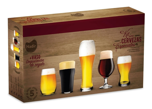 Kit Set Cerveza 6 Vasos Copas Nadir Ideal Regalo En Caja