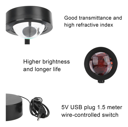 Proyección Led Roja Para Dormitorio, Rotación De 180 Grados,