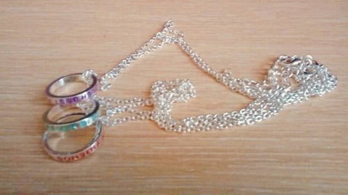 Set 3 Collares Anillos Mejores Amigos Por Siempre Bff Color Rojo Rosa Verde