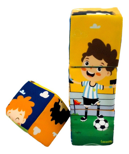 3 Cubos Blandos Apilables Mundialistas Didáctico Niños