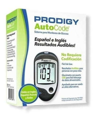 1 Glucómetro Prodigy Autocode Medidor De Glucosa Con Audio