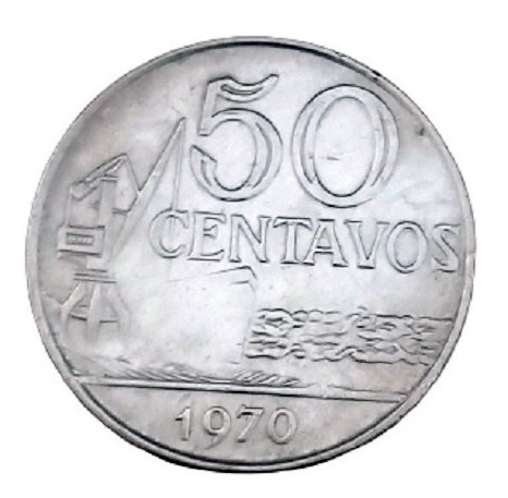 Moneda 50 Centavos Cruzeiros 1970 - Brasil