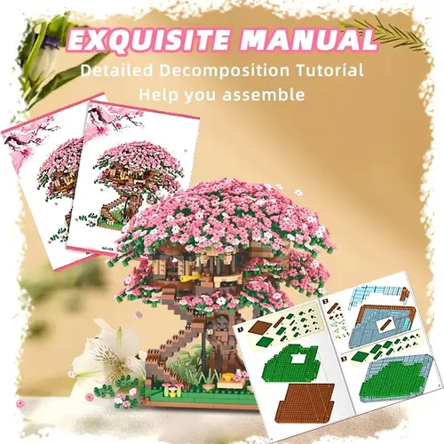 Blocos 2008pcs De Construção Flor De Cerejeira Sakura Árvore