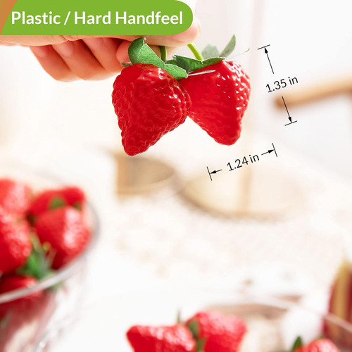 60 Piezas De Fresas Falsas, Decoración De Cocina De Fresas A