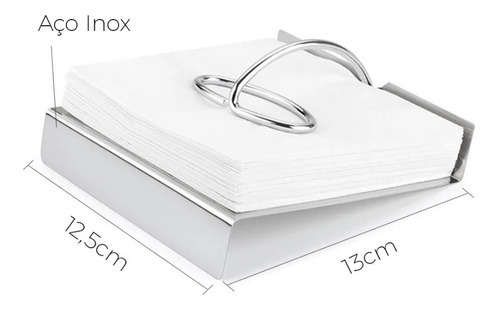 Porta Guardanapo Mesa Aço Inox Gloss Forma Alta Qualidade