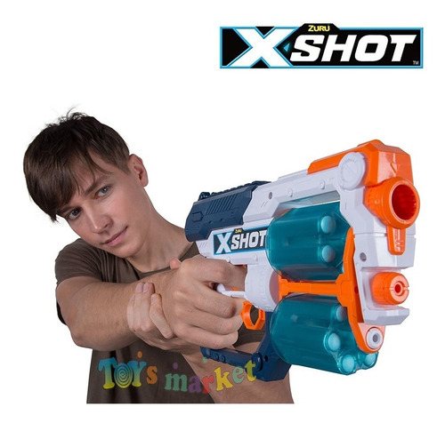Imagen 3 de 8 de Pistola Doble Xcess Lanza Dardos Y Discos A 24m Arma X-shot
