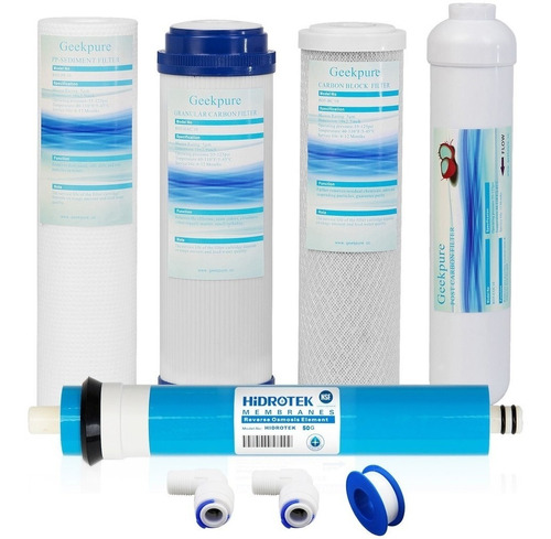 Kit 03 Filtros De Agua + 01 Membrana Osmosis 50gpd + 01 T33