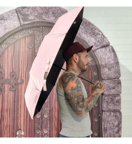 Guarda Chuva Com Proteção Solar Grande Reforçado Cor Rosa Desenho Do Tecido Liso