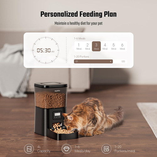 Espelho Comedero Automático Para Gatos Dispensador De Comida
