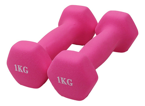 Pesas Mancuernas 2 Pza 1kg Encauchetada Gym Pesa Color Rosa