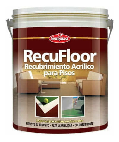 Pintura Para Piso Recufloor Al Agua 1 Lt Amarillo