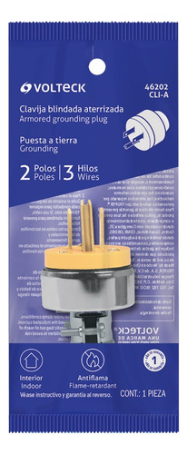 Enchufe Macho Uso Ind. 2 Polos + Tierra, Volteck