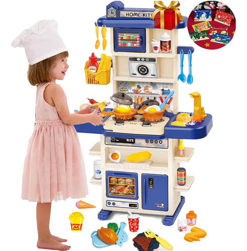 Juguetes Cocina Niños 43pzs 74cm Luz Sonido Agua Vapor Spray