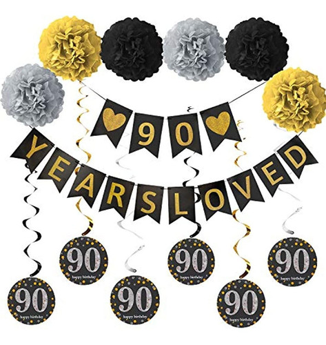 Luxiocio Kit De Decoración Para Fiesta De 90 Cumpleaños