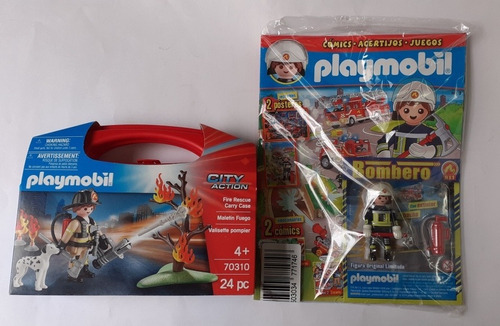 Playmobil Maletin Fuego Mod 70310 Y Revista Con Figura 