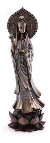 Hermosa Budistas Quan Yin (guanyin, Kwan Yin) De Pie En Lotu