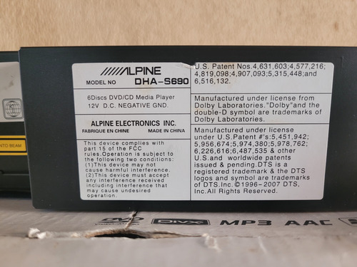 Disqueteira De Dvd Alpine Dva-s690 Nova (Usado)