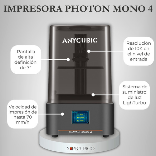 Impresora 3d Anycubic De Resina Photon Mono 4 Resolución 10k