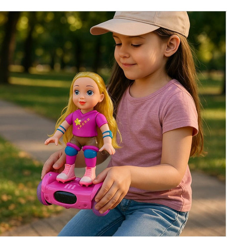 Boneca Hoverboard Bate Volta Luz Som Skate Brinquedo Menina