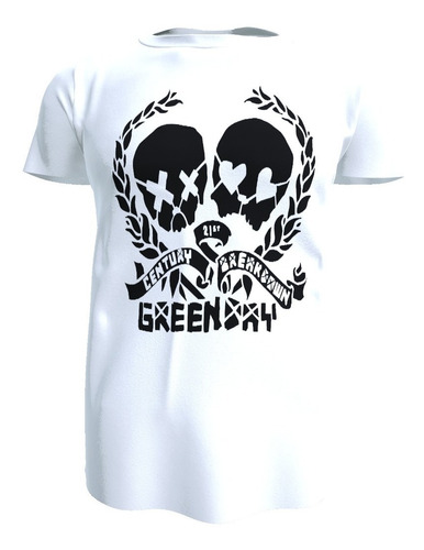 Polera Blanca Diseño Green Day, 100% Algodón