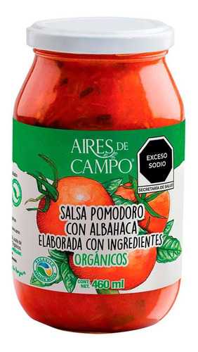 Salsa Aires De Campo Pomodoro Con Albahaca Orgánica 460ml