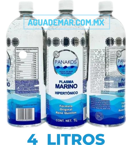 Agua De Mar Profundo Orgánica Hipertónica Panakos 4 Litros