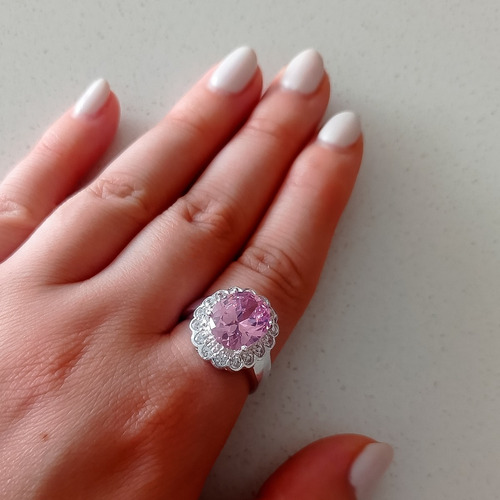 Imagen 4 de 5 de Anillo Plata Italiana 925 Y Circonitas Modelo Dayana Rosa