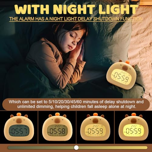 Reloj Despertador Infantil Capybara Con Luz Nocturna
