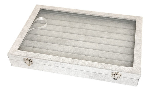 Exhibidor Con Tapa Estuche Terciopelo Caja Porta Anillos