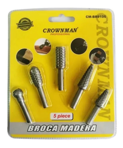 Set 5 Brocas Madera Escofina 1/4 Max 20.000 Rpm 