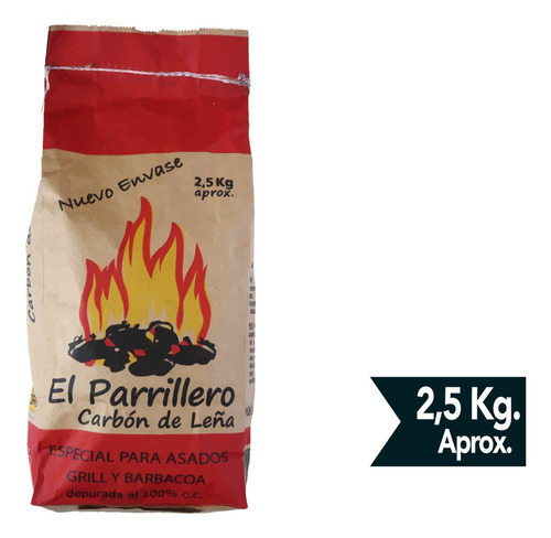 Carbón El Parrillero 2,5 Kg.  Aprox. 1 Unidad