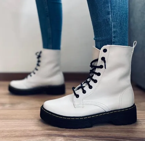 Botas blancas tipo militar new arrivals