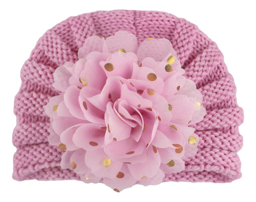 Gorro Cálido De Punto De Ganchillo Con Flores Lisas Para Beb