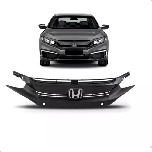 Grade Para Honda Civic 2017 Até 2021 Black Piano + Emblema