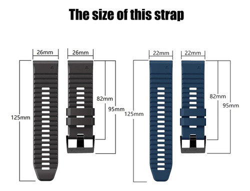 . Correa De Silicona De 22 Mm Y 26 Mm For Garmin Tactix 7