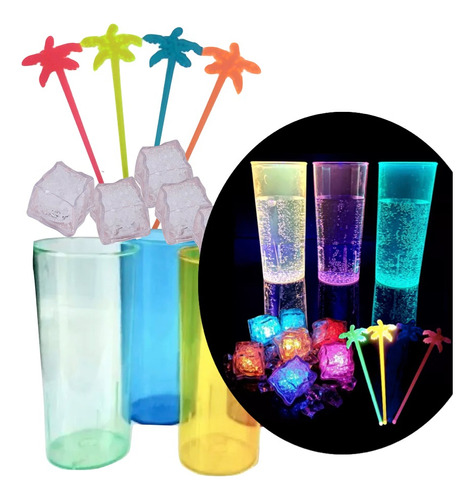 Combo Bar Luminoso Barra 24 Pers Vasos Sorbetes Hielos Led