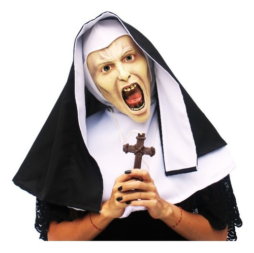 Máscara La Monja Madre Superiora Halloween Disfraz Terror Color Blanco