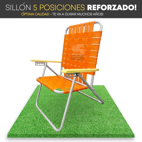 Imagen 4 de 10 de Sillon Reposera Xxl 5 Posiciones Ancho Reforzado 150 Kilos