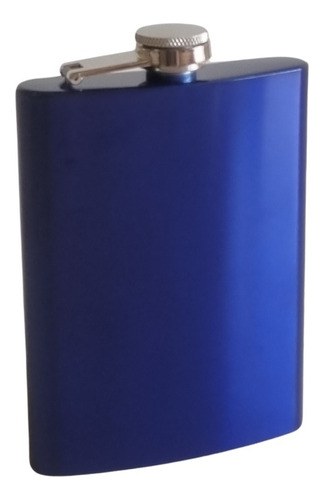 Cantil Porta Bebidas Whisky Conhaque Inox 240 Ml Cores Cor Azul Liso