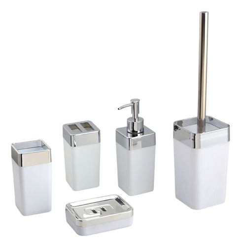 Set De Baño Blanco Con Soporte Para Cepillo De Dientes, Copa