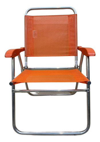 Cadeira De Praia Alta Sanete Encosto Alto Aluminio Ronchetti Cor Laranja