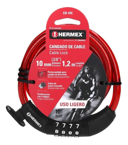 Candado Bici Linga Combinacion 1mt Cb-8c Hermex Lnf