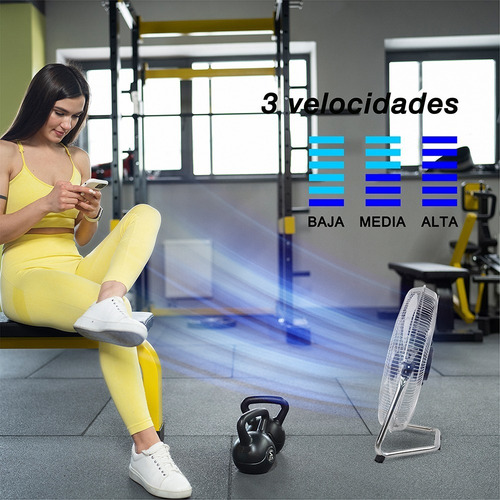 Ventilador De Piso Y Pared Mytek 3348 De 18 Pulgadas 2 En 1 Cantidad de aspas 3 Color de la estructura Gris Color de las aspas Gris Diámetro 45.72 cm Frecuencia 60HZ Material de las aspas Metalicas