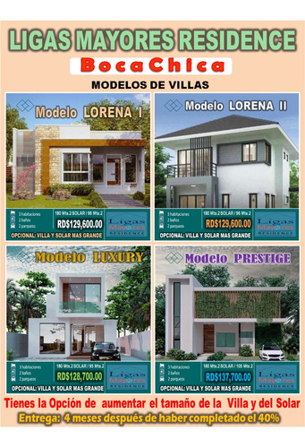 Proyecto De  Villas  En Boca Chica, A 5 Minutos De La Playa, Con Los Mejores Precios, Grandes Ligas Residence