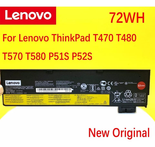 Bateria Original 72wh 61++ Lenovo Thinkpad T470 T480 6celdas