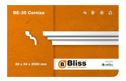 Moldura Telgopor Techo Pared Bliss Be-35 X Tira 2ml Rambla