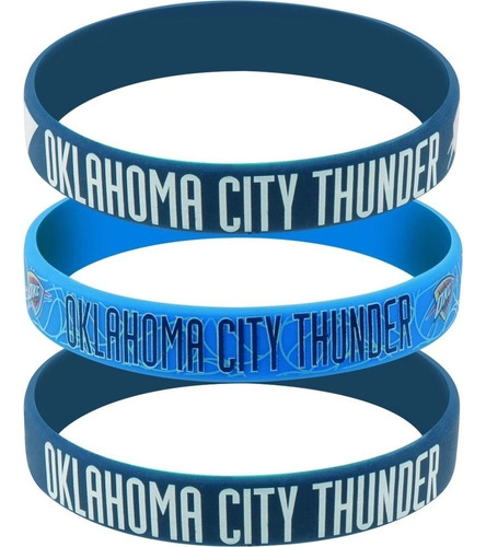 Pulseira De Silicone Oklahoma City Thunders Kit C/3 Unidades Comprimento 10 Cm Diâmetro 10 Cm