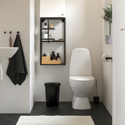Bote De Basura 8l Doble Compartimento Con Tapa Compacto Negro