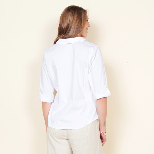 Blusa Wados Manga 3/4 Solido Abotonada En Delantero Con Rib