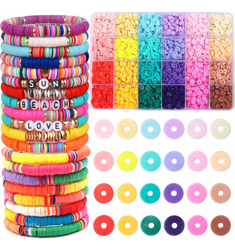 5102 Mostacillas De 24 Colores Con Dijes Y Cuerdas Elásticas